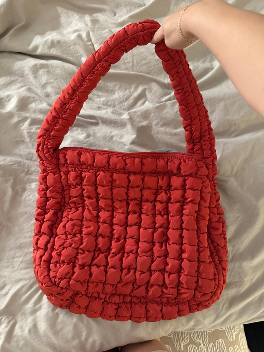 wild fable Red Quilted Ruched Shoulder Bag